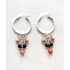 050 anneaux argent sterling, rhodonite, rhodochrosite, tourmaline